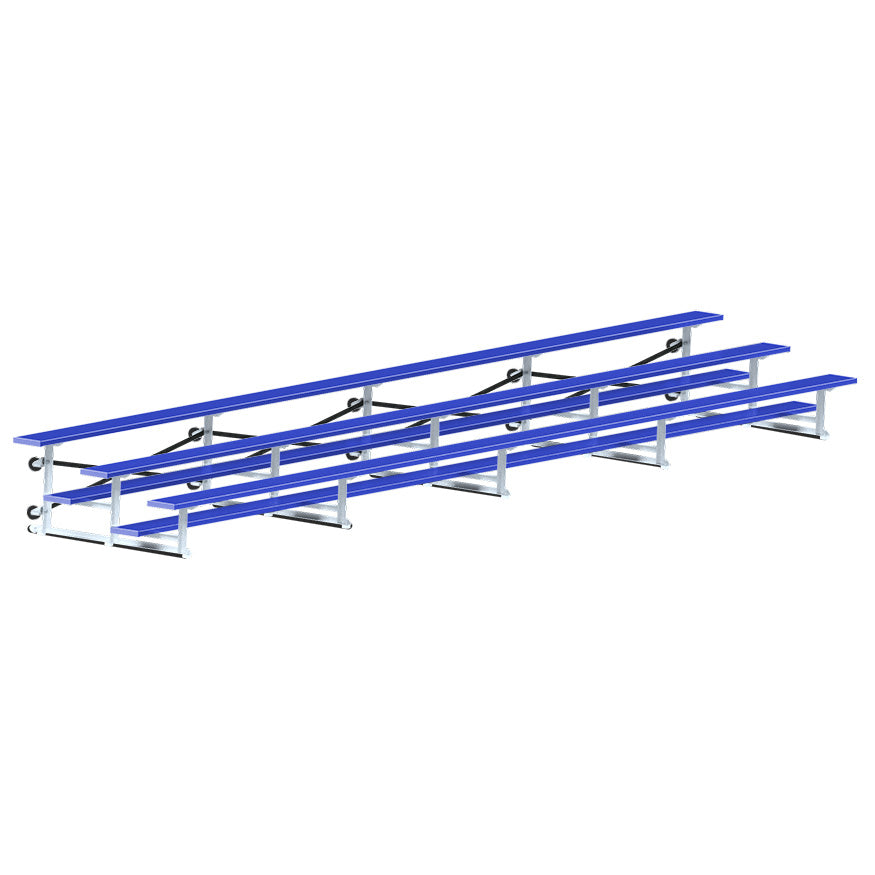 Jaypro Bleacher - 27 ft. (3 Row - Single Foot Plank) - Tip & Roll  (Powder Coated)