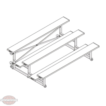 Jaypro Indoor Bleacher – 7.5' | 3 Row Tip & Roll Bleacher with Single Foot Plank – Compact & Mobile Seating (BLCH-375TRG) - JoySportStore
