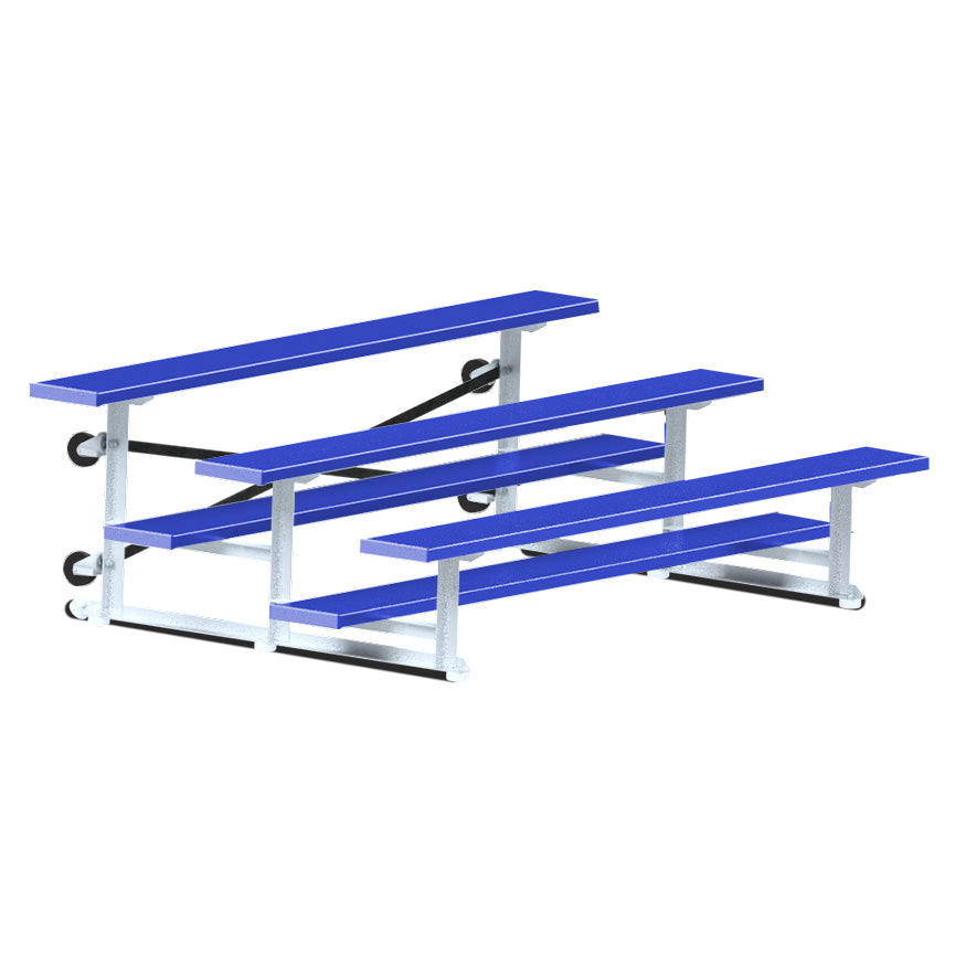 Jaypro Bleacher - 7-1/2 ft. (3 Row - Single Foot Plank) - Tip & Roll  (Powder Coated) Jaypro
