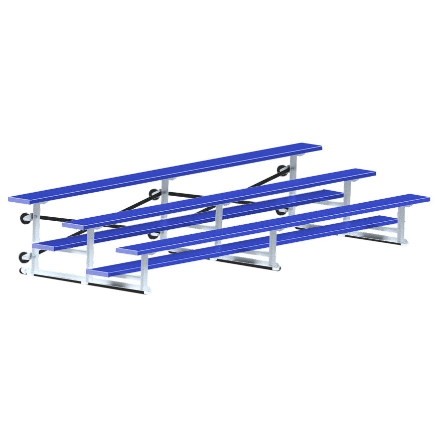 Jaypro Bleacher - 15 ft. (3 Row - Single Foot Plank)  - Tip & Roll  (Powder Coated)