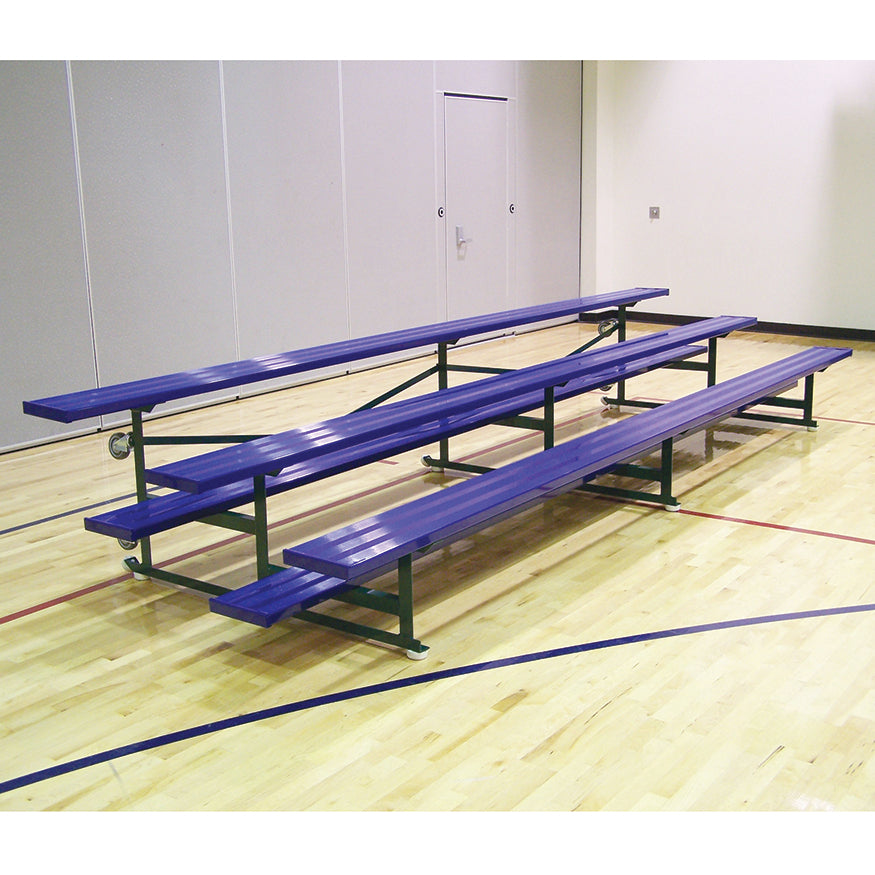 Jaypro Bleacher - 15 ft. (3 Row - Single Foot Plank)  - Tip & Roll  (Powder Coated)