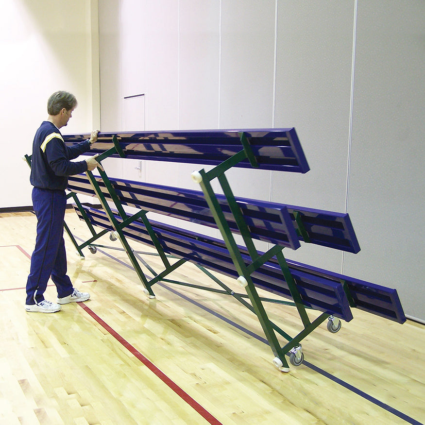 Jaypro Bleacher - 15 ft. (2 Row - Single Foot Plank) - Tip & Roll Jaypro