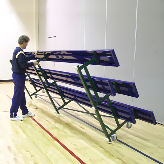 Jaypro Indoor Bleacher – 7.5' | 4 Row Tip & Roll Bleacher with Single Foot Plank – Compact Mobile Seating (BLCH-475TRG)