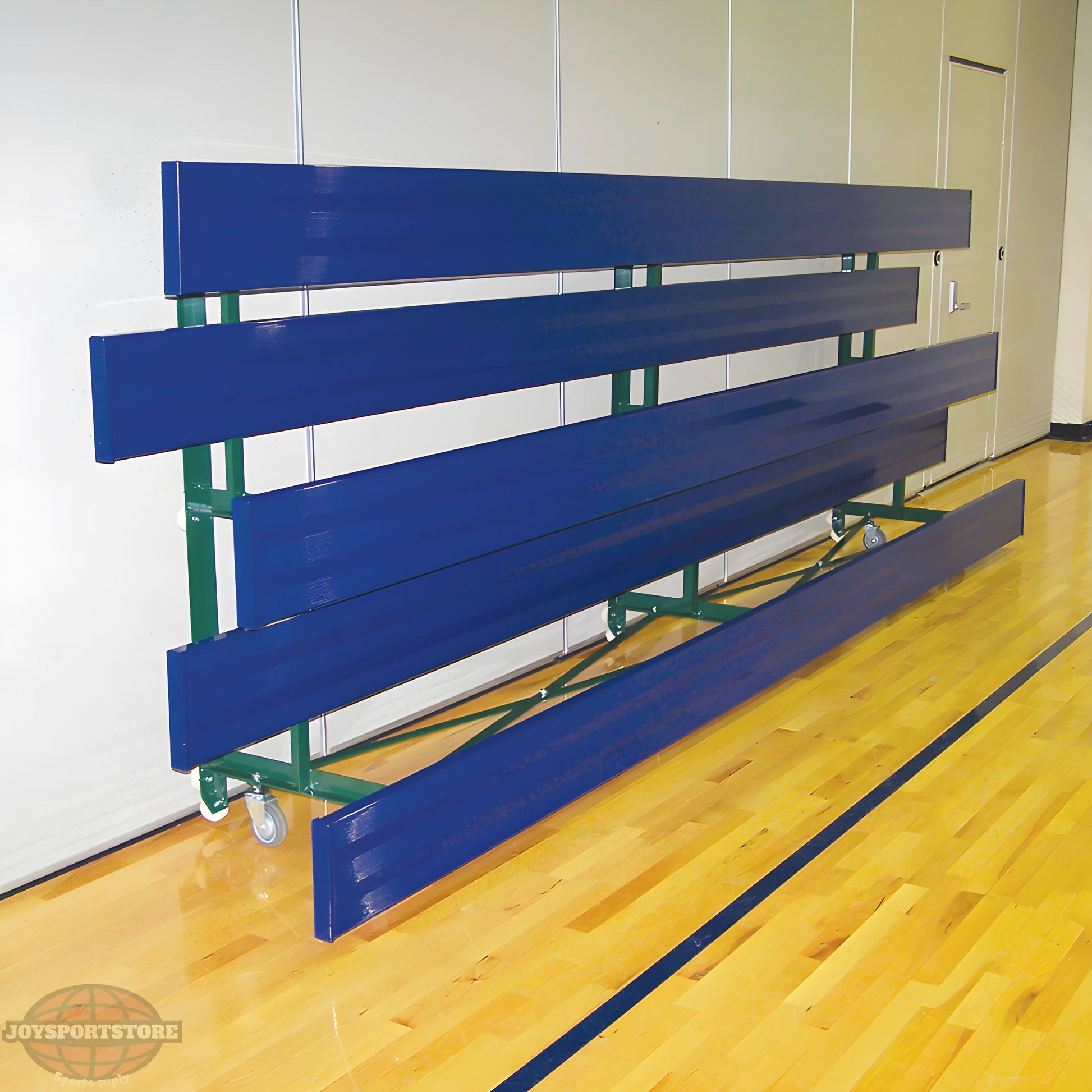 Jaypro Indoor Bleacher – 7.5' | 3 Row Tip & Roll Bleacher with Single Foot Plank – Compact & Mobile Seating (BLCH-375TRG) - JoySportStore