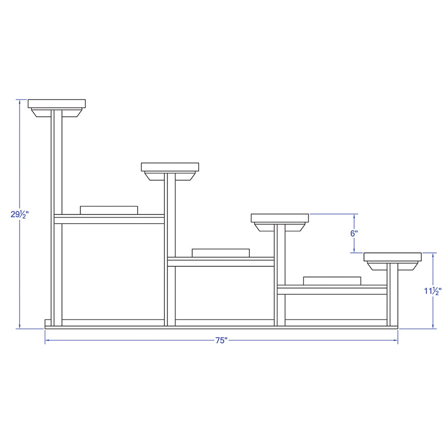 Jaypro Bleacher - 21 ft. (4 Row - Single Foot Plank) - Standard, Outdoor  (Powder Coated) Jaypro