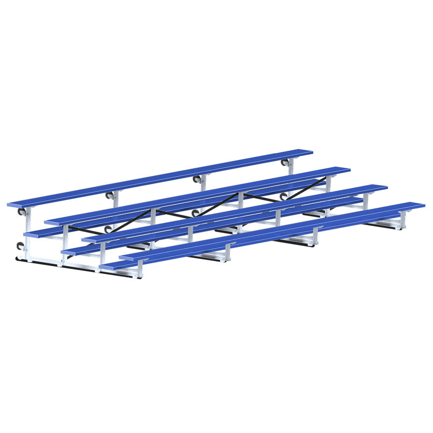 Jaypro Bleacher - 21 ft. (4 Row - Single Foot Plank) - Tip & Roll  (Powder Coated)