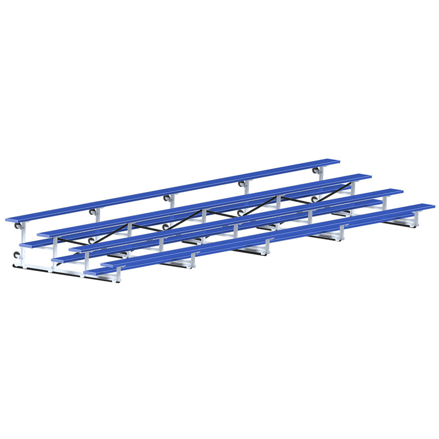 Jaypro Bleacher - 27 ft. (4 Row - Single Foot Plank) - Tip & Roll  (Powder Coated)