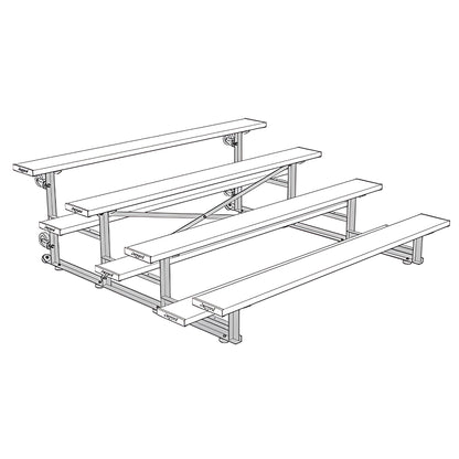 Jaypro Indoor Bleacher – 7.5' | 4 Row Tip & Roll Bleacher with Single Foot Plank – Compact Mobile Seating (BLCH-475TRG) - JoySportStore