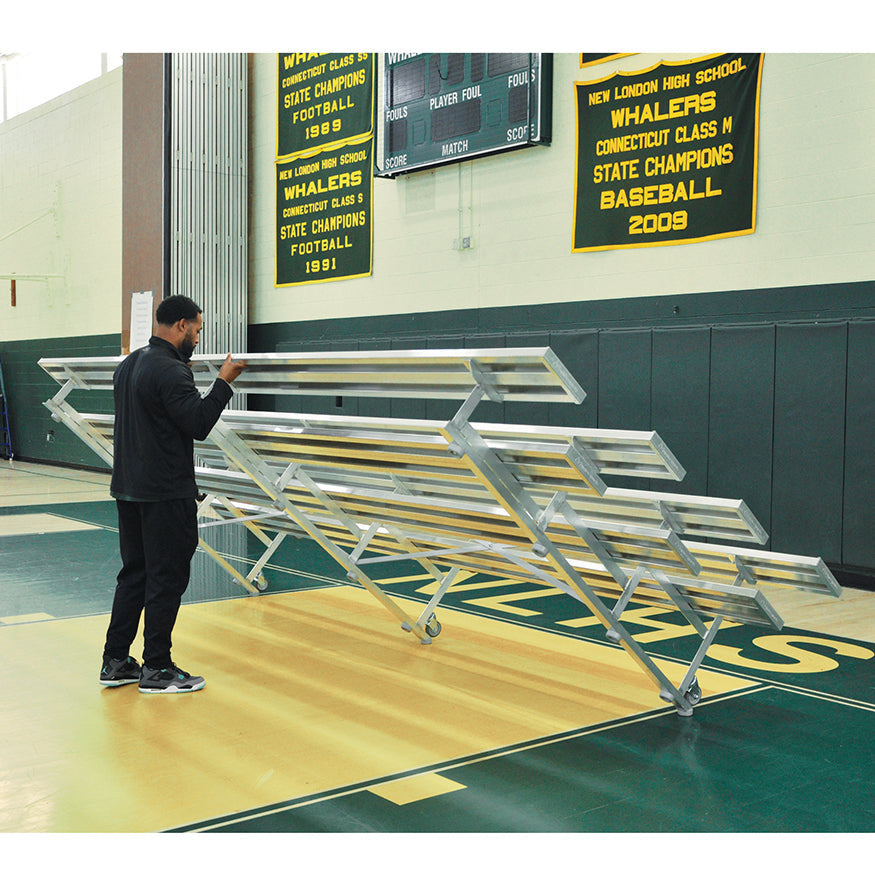 Jaypro Bleacher - 15 ft. (4 Row - Single Foot Plank) - Tip & Roll Jaypro