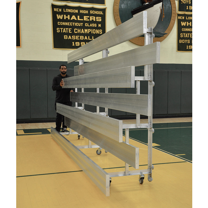 Jaypro Bleacher - 15 ft. (4 Row - Single Foot Plank) - Tip & Roll Jaypro
