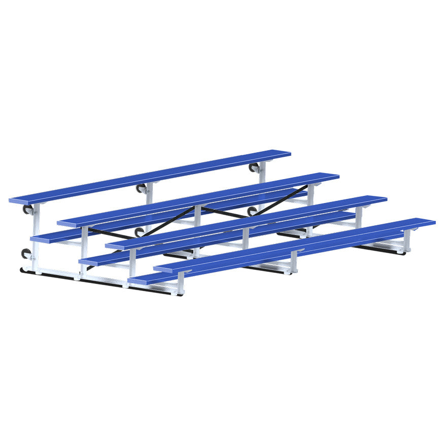 Jaypro Bleacher - 15 ft. (4 Row - Single Foot Plank) - Tip & Roll  (Powder Coated)