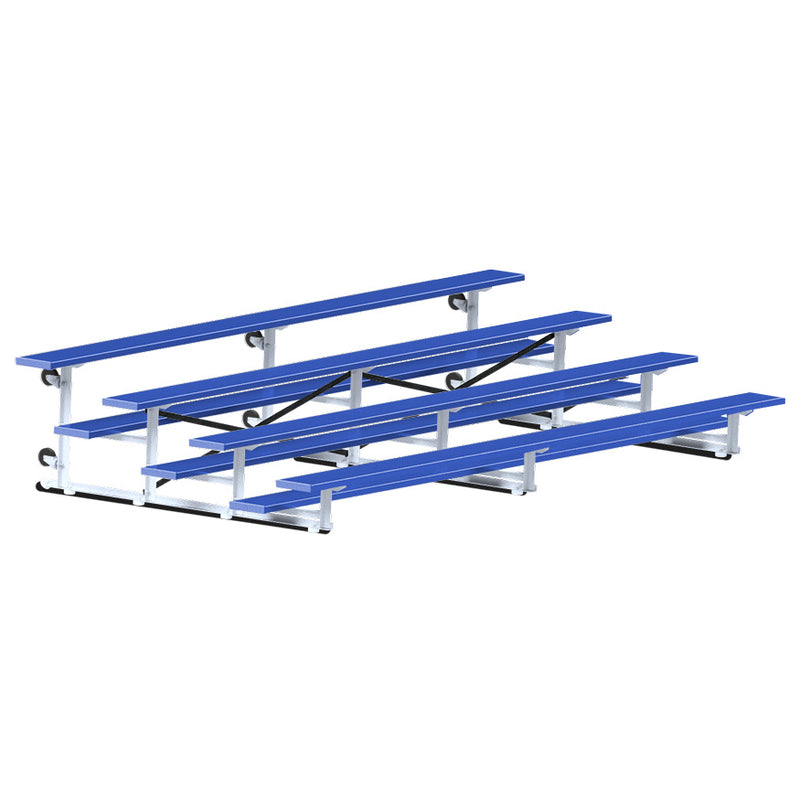 Jaypro Bleacher - 15 ft. (4 Row - Single Foot Plank) - Tip & Roll  (Powder Coated)