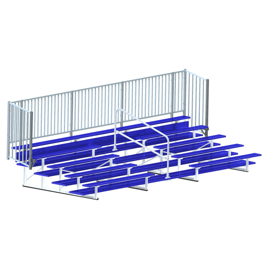 Jaypro Bleacher - 21 ft. (5 Row - Double Foot Plank with Guard Rail & Aisle) - Enclosed  (Powder Coated)