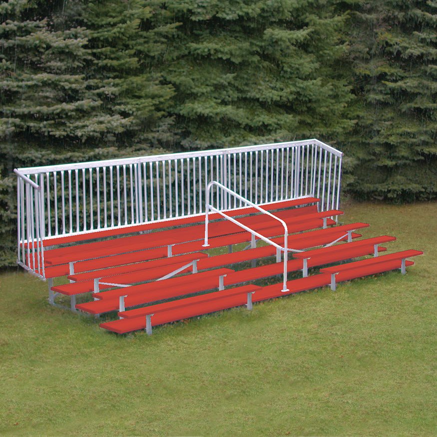 Jaypro Bleacher - 21 ft. (5 Row - Double Foot Plank with Guard Rail & Aisle) - Enclosed  (Powder Coated)
