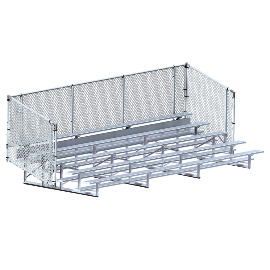 Jaypro Bleacher - 21 ft. (5 Row - Single Foot Plank with Chain Link Rail) - Enclosed Jaypro