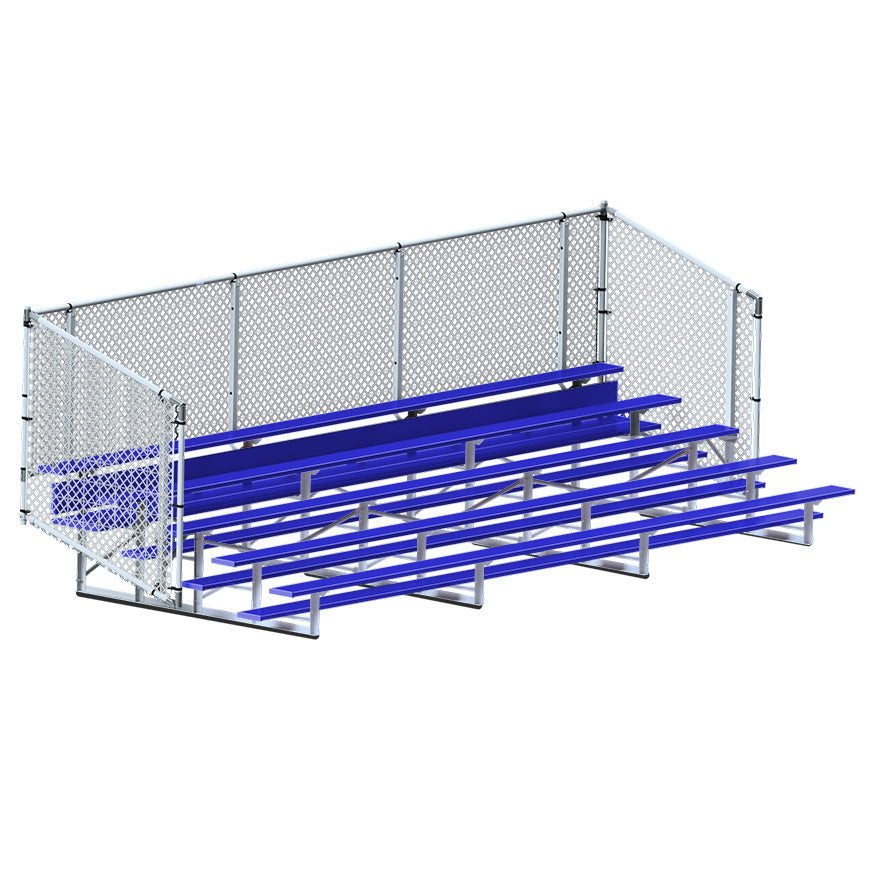 Jaypro Bleacher - 21 ft. (5 Row - Single Foot Plank with Chain Link Rail) - Enclosed  (Powder Coated) Jaypro