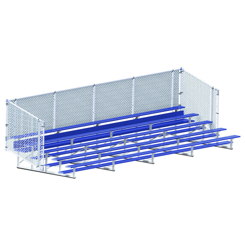 Jaypro Bleacher - 27 ft. (5 Row - Single Foot Plank with Chain Link Rail) - Enclosed (Powder Coated) Jaypro