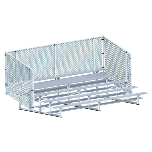 Jaypro Bleacher - 15 ft. (5 Row - Single Foot Plank with Chain Link Rail) - Enclosed Jaypro