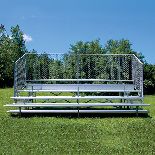Jaypro Bleacher - 15 ft. (5 Row - Single Foot Plank with Chain Link Rail) - Enclosed (Powder Coated) Jaypro