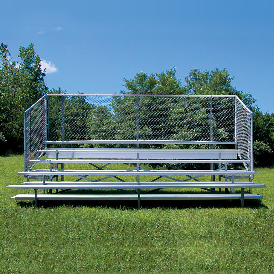 Jaypro Bleacher - 15 ft. (5 Row - Single Foot Plank with Chain Link Rail) - Enclosed Jaypro