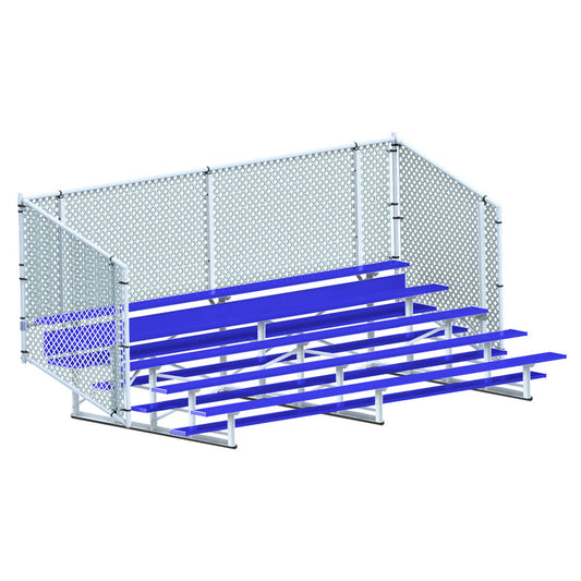 Jaypro Bleacher - 15 ft. (5 Row - Single Foot Plank with Chain Link Rail) - Enclosed (Powder Coated) Jaypro
