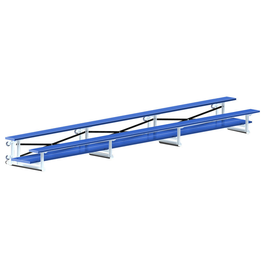 Jaypro Bleacher - 21 ft. (2 Row - Double Foot Plank) - Tip & Roll  (Powder Coated) Jaypro
