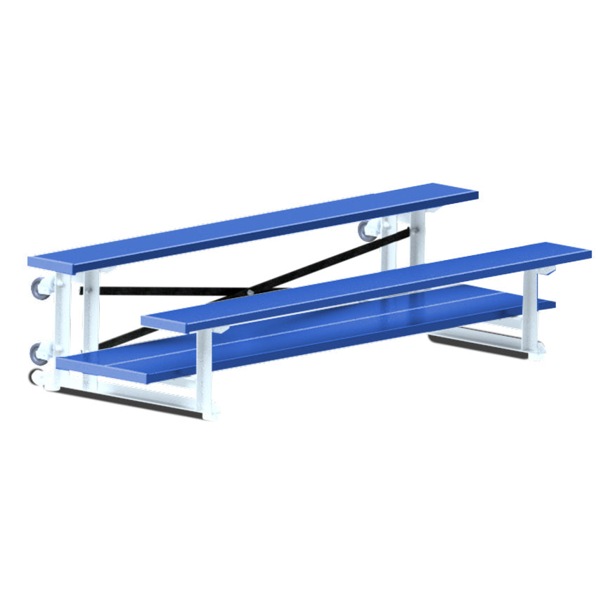 Jaypro Bleacher - 7-1/2 ft. (2 Row - Double Foot Plank) - Tip & Roll  (Powder Coated)