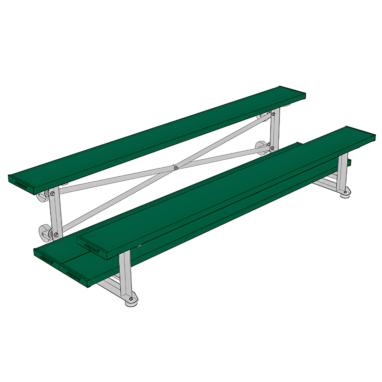 Jaypro Sports Bleacher - 2 Row - Tip & Roll, Double Foot Plank, Powder Coated - 7.5' L (BLDP-275TRGPC)