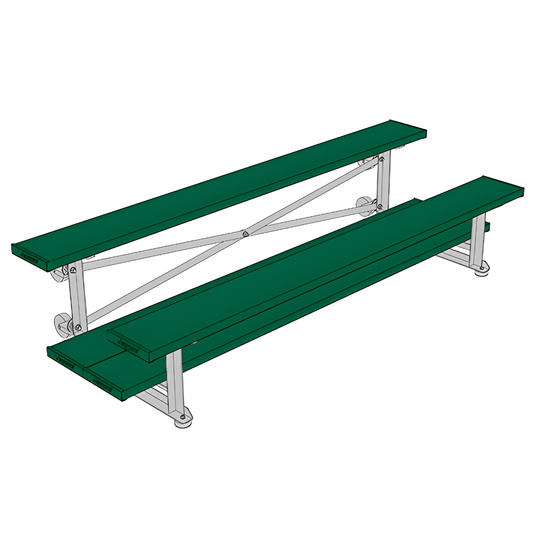 Jaypro Sports Bleacher - 2 Row - Tip & Roll, Double Foot Plank, Powder Coated - 7.5' L (BLDP-275TRGPC)