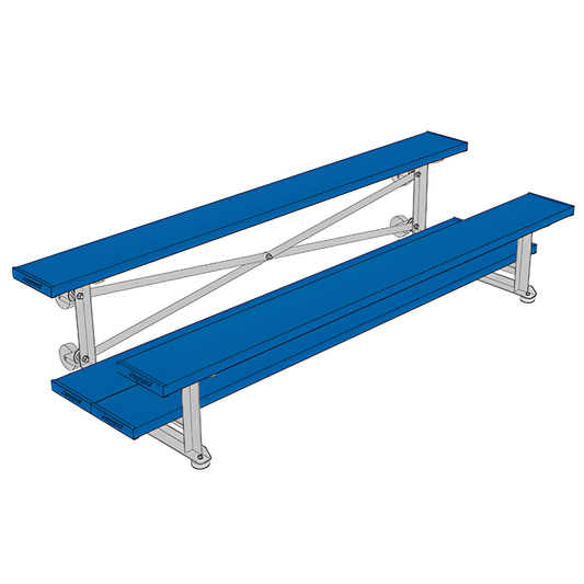 Jaypro Sports Bleacher - 2 Row - Tip & Roll, Double Foot Plank, Powder Coated - 7.5' L (BLDP-275TRGPC)