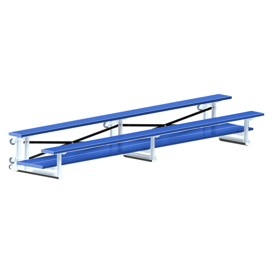 Jaypro Bleacher - 15 ft. (2 Row - Double Foot Plank) - Tip & Roll  (Powder Coated) Jaypro