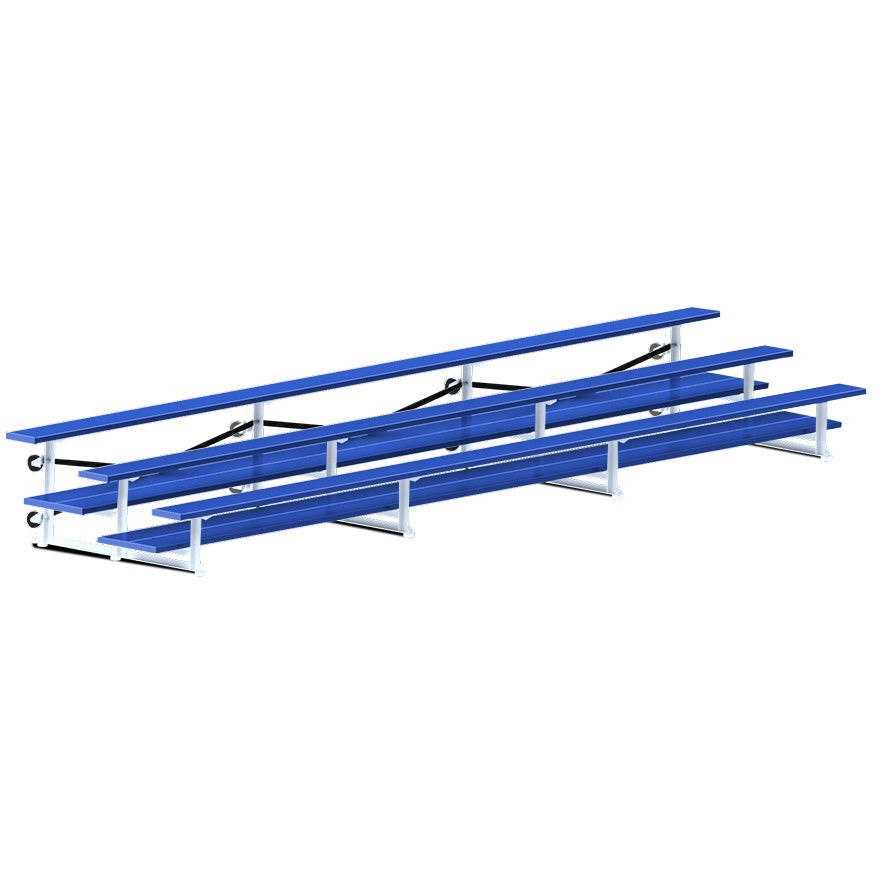 Jaypro Bleacher - 21 ft. (3 Row - Double Foot Plank) - Tip & Roll  (Powder Coated) Jaypro