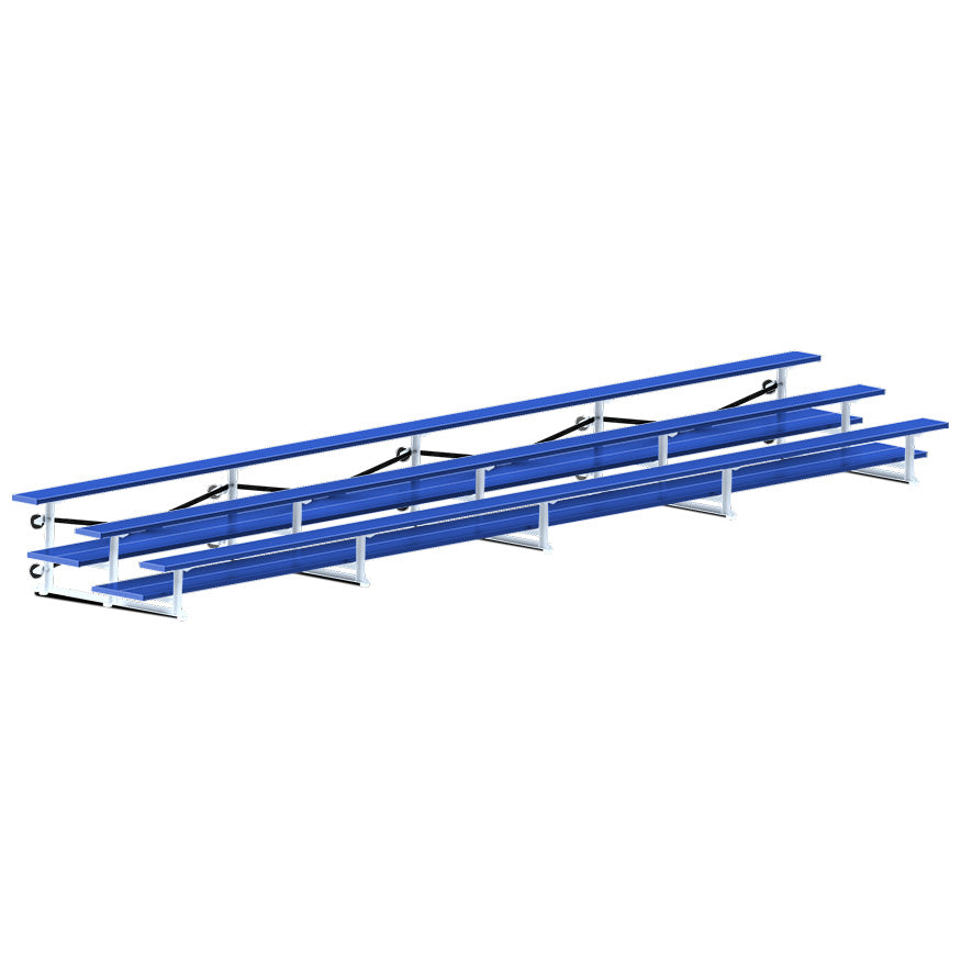Jaypro Bleacher - 27 ft. (3 Row - Double Foot Plank) - Tip & Roll  (Powder Coated) Jaypro