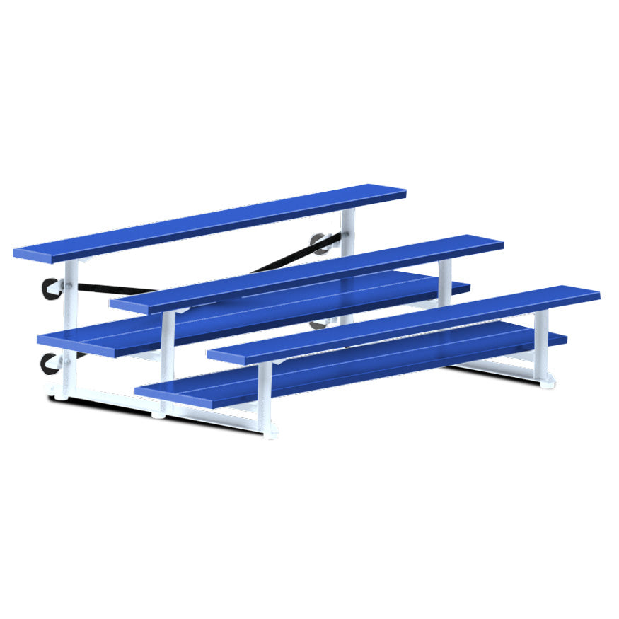 Jaypro Bleacher - 7-1/2 ft. (3 Row - Double Foot Plank) - Tip & Roll  (Powder Coated) Jaypro