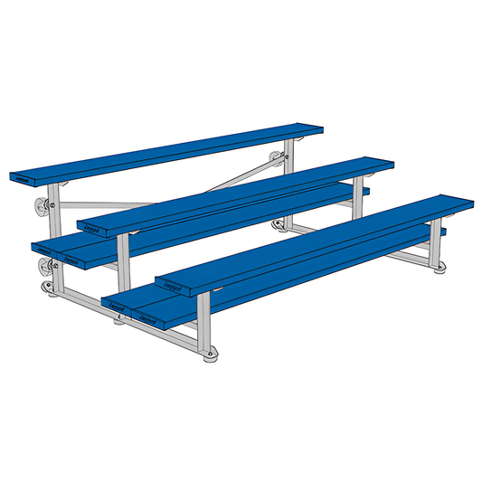 Jaypro Sports Bleacher - 3 Row - Tip & Roll, Double Foot Plank, powder Coated - 7.5' L (BLDP-375TRGPC)