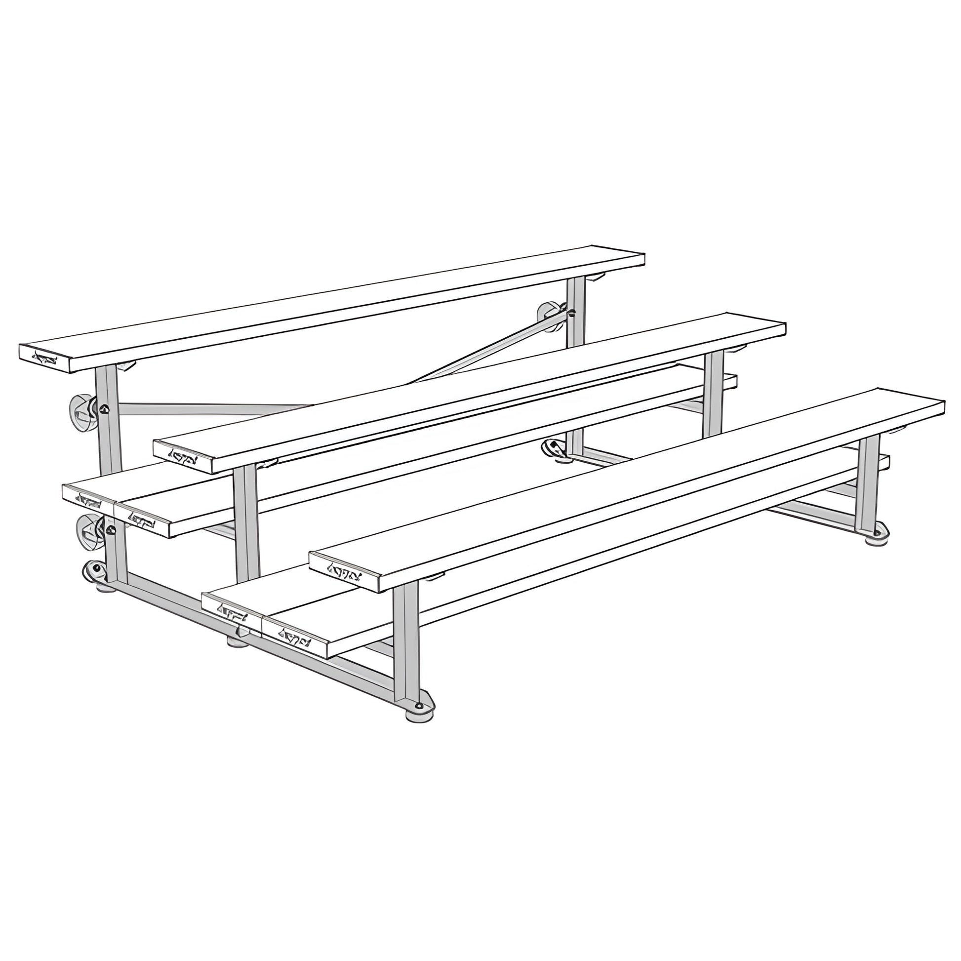 Jaypro Indoor Bleacher – 7.5' | 3 Row Tip & Roll with Double Foot Plank – Compact Seating (BLDP-375TRG) - JoySportStore