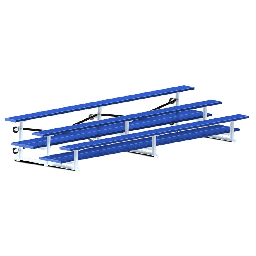 Jaypro Bleacher - 15 ft. (3 Row - Double Foot Plank) - Tip & Roll  (Powder Coated)