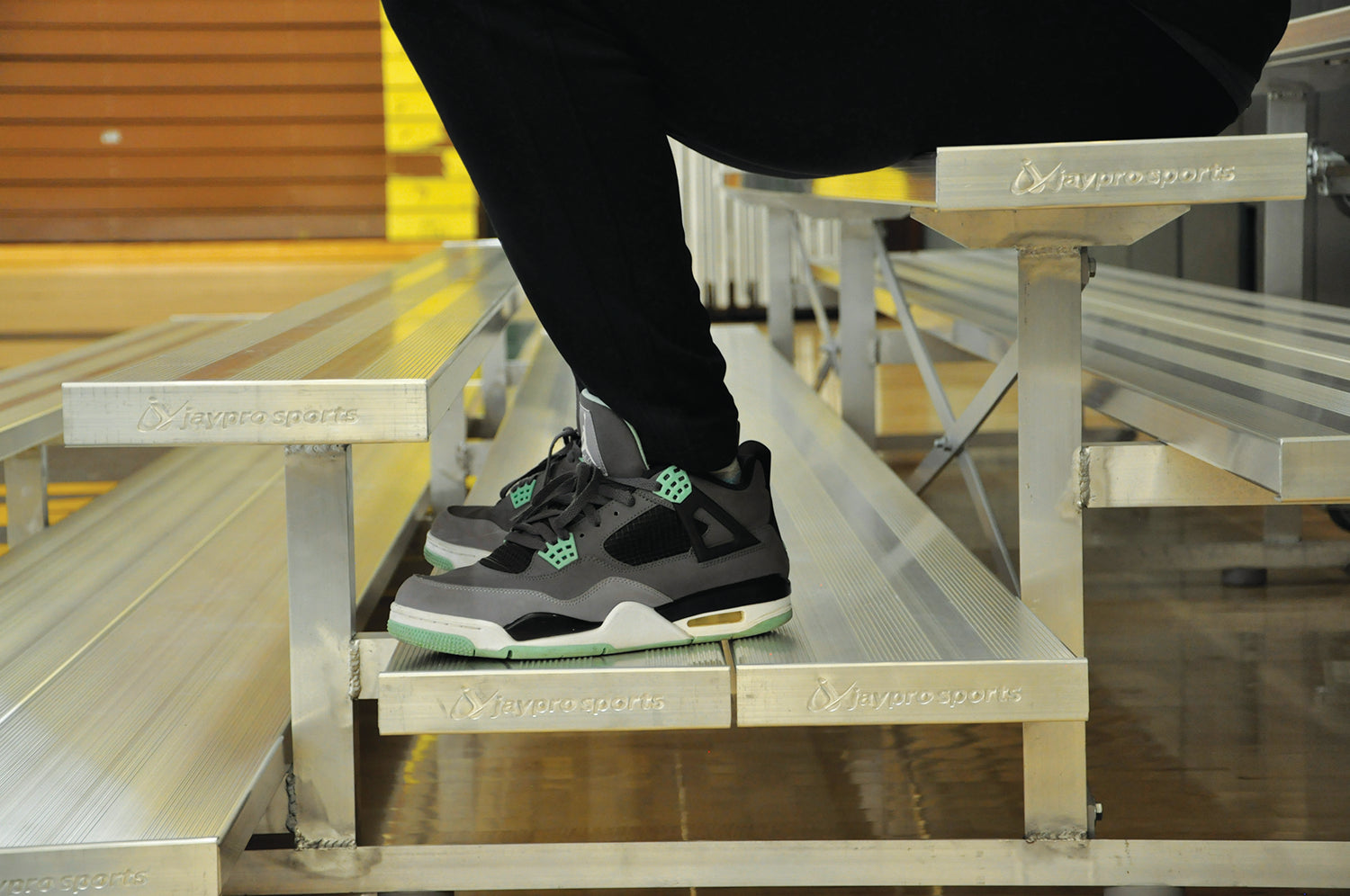 Jaypro Bleacher - 27 ft. (4 Row - Double Foot Plank) - Tip & Roll Jaypro