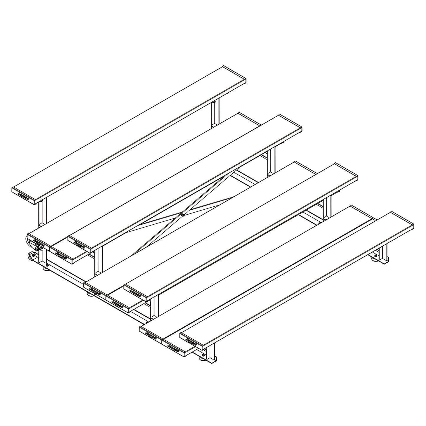 Jaypro Indoor Bleacher – 7.5' | 4 Row Tip & Roll Bleacher with Double Foot Plank – Compact Mobile Seating (BLDP-475TRG) - JoySportStore