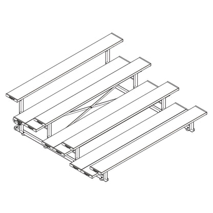 Jaypro Indoor Bleacher – 7.5' | 4 Row Tip & Roll Bleacher with Double Foot Plank – Compact Mobile Seating (BLDP-475TRG) - JoySportStore