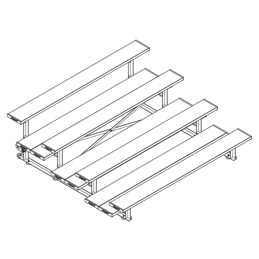 Jaypro Indoor Bleacher – 7.5' | 4 Row Tip & Roll Bleacher with Double Foot Plank – Compact Mobile Seating (BLDP-475TRG)