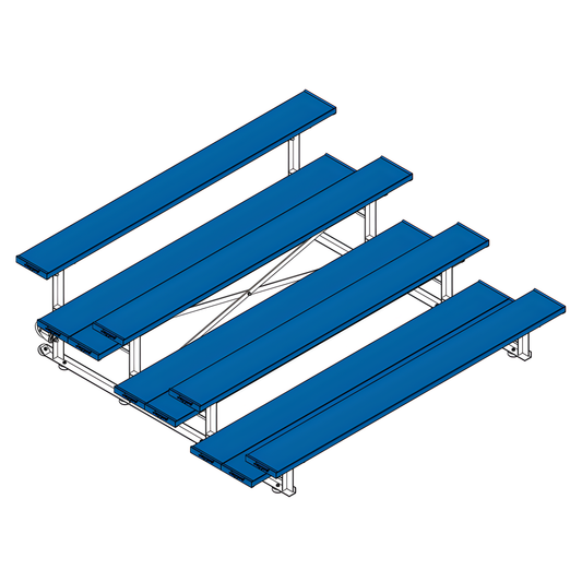 Jaypro Sports Bleacher - 4 Row - Tip & Roll, Double Foot Plank, Powder Coated - 7.5' L (BLDP-475TRGPC)