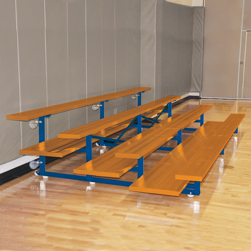 Jaypro Bleacher - 15 ft. (4 Row - Double Foot Plank) - Tip & Roll  (Powder Coated)