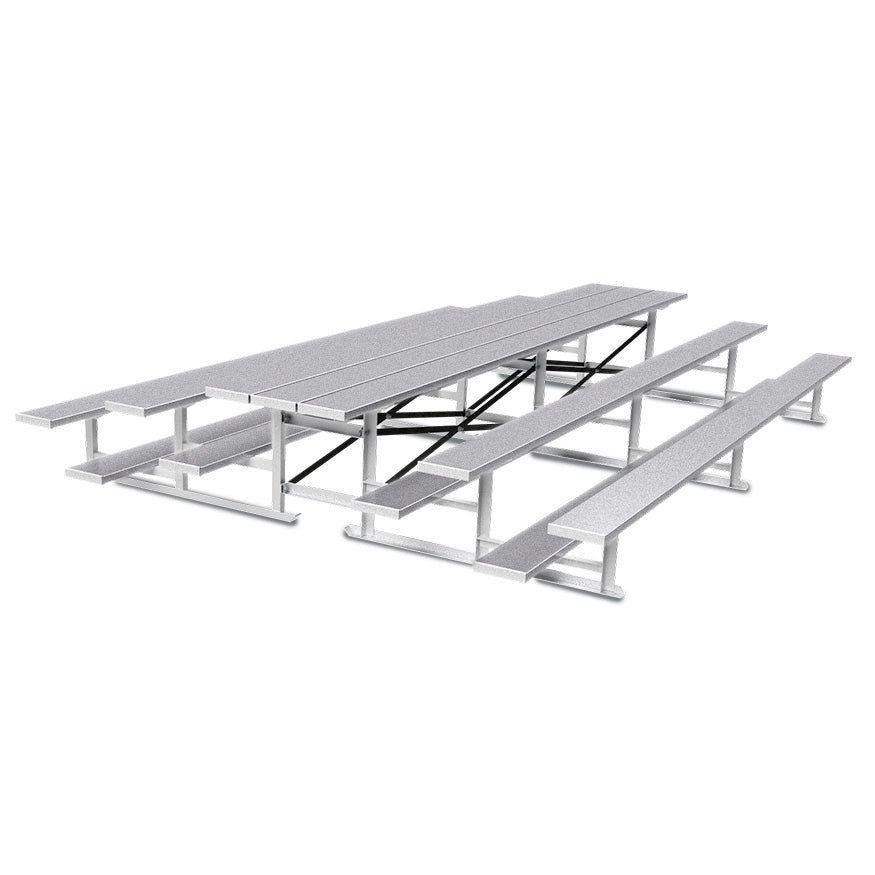 Jaypro Bleacher - 15 ft. (3 Row - Single Foot Plank) - Back-To-Back Jaypro