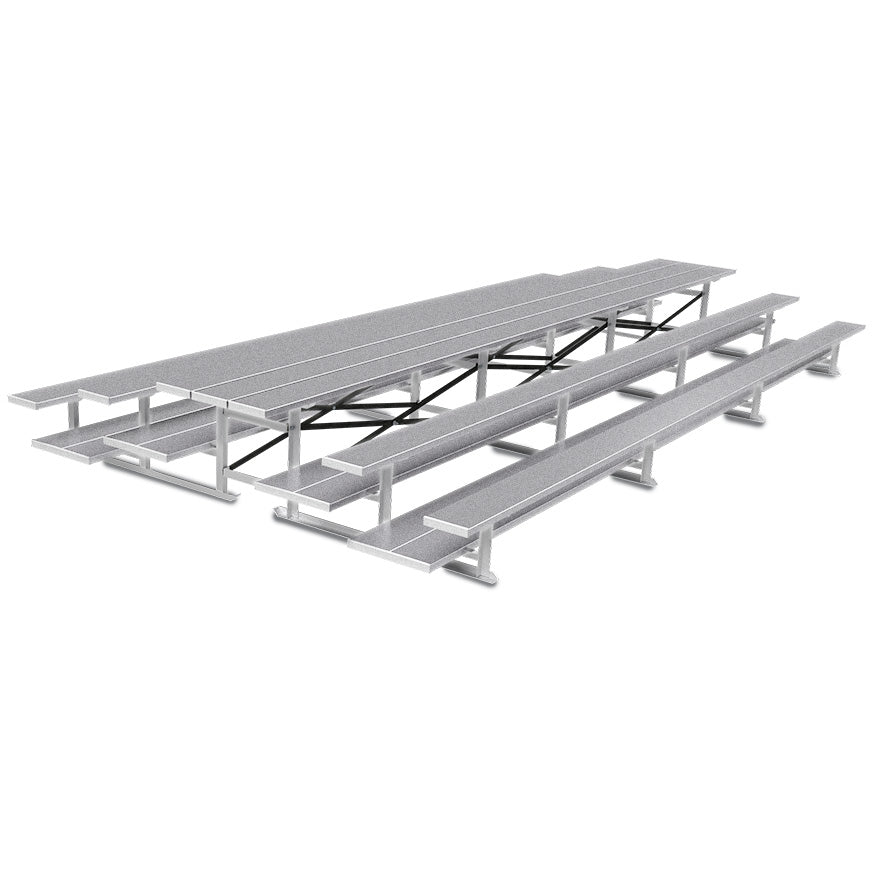 Jaypro Bleacher - 21 ft. (3 Row - Double Foot Plank) - Back-To-Back Jaypro