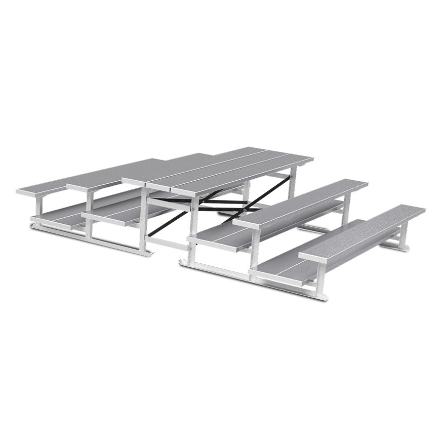 Jaypro Bleacher - 7-1/2 ft. (3 Row - Double Foot Plank) - Back-To-Back Jaypro