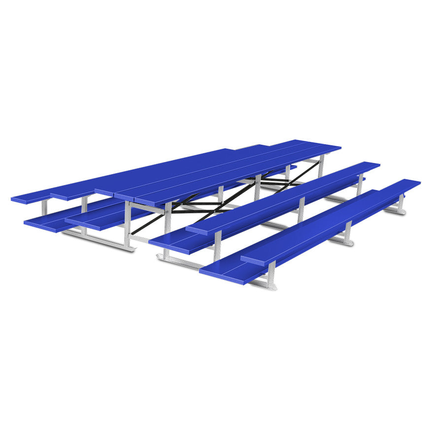 Jaypro Bleacher - 15 ft. (3 Row - Double Foot Plank) - Back-To-Back (Powder Coated) Jaypro