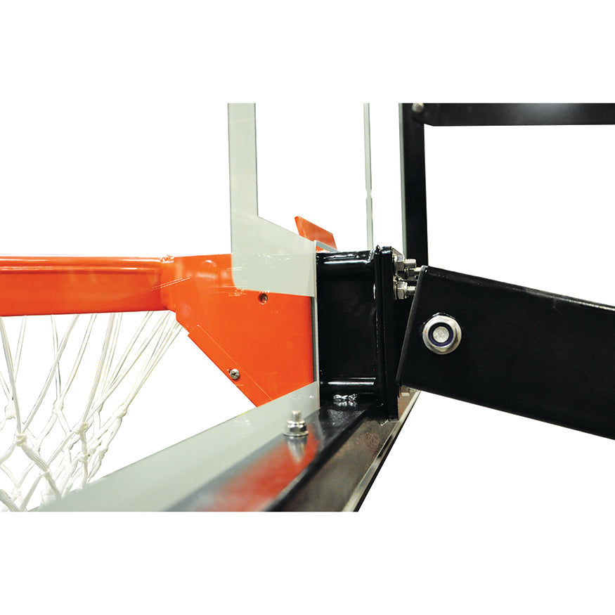 Jaypro Basketball System - Titan  Adjustable Series (6 in.x 6 in. Pole with 4 ft. Offset) - 72 in. Tempered Glass  Backboard, Playground Goal, and Edge/Protector Padding Jaypro