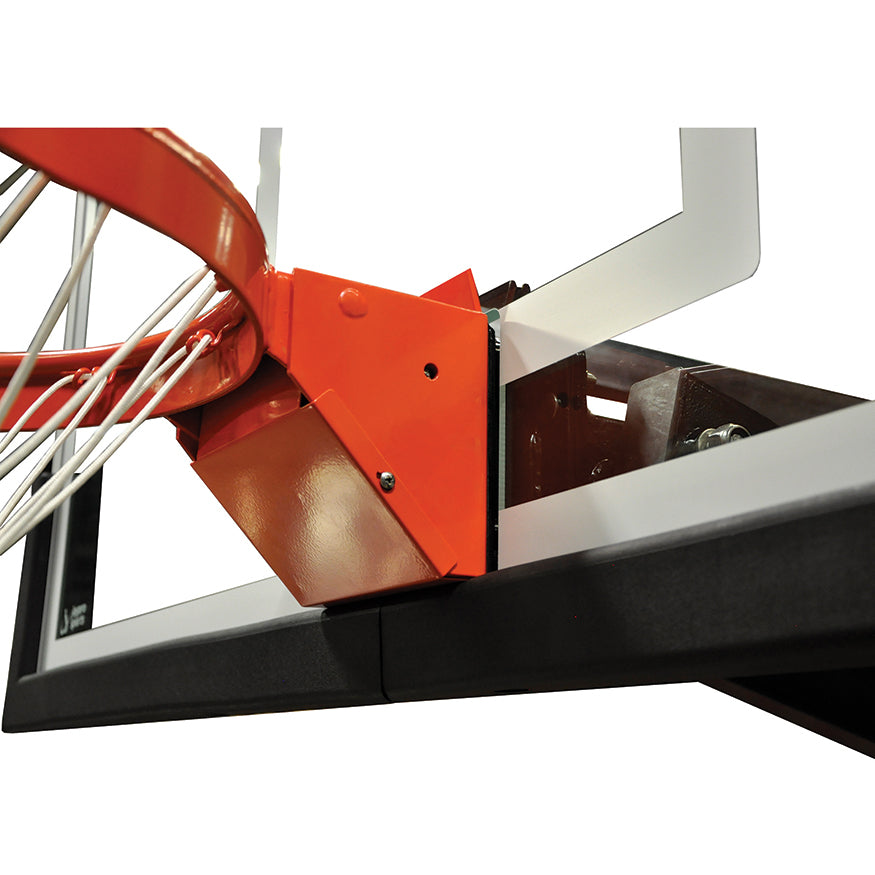 Jaypro Basketball System - Titan  Adjustable Series (6 in.x 6 in. Pole with 4 ft. Offset) - 72 in. Tempered Glass  Backboard, Playground Goal, and Edge/Protector Padding Jaypro