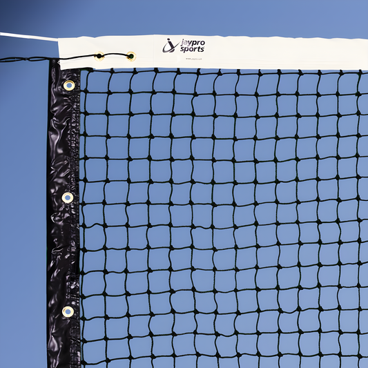 Jaypro Collegiate Tennis Replacement Net with Center Strap | Heavy-Duty Netting for Competitive Play (TPL‑5)
